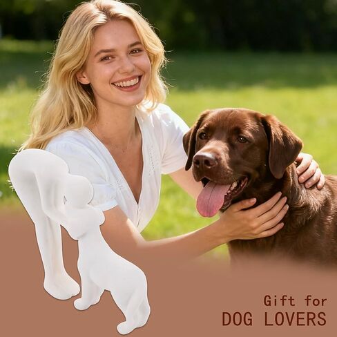 FriyGardcn Pet Sculpture Home Decor Cute Man and Dog Statue Decoration for Office、Living Room、Bedroom、Home， Memory Gifts for Dog Lovers (Bronze-Like Color) in Kuwait