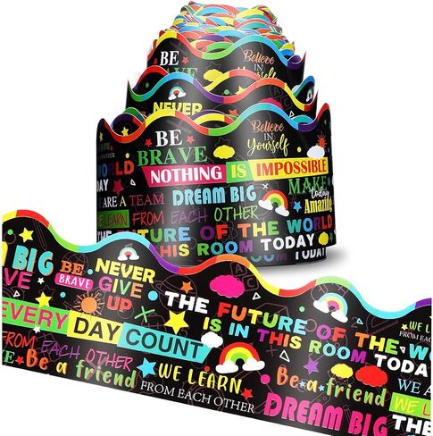 Bulletin Board Boarder Scalloped Inspirational Quota Border Trim Growth Mindset Motivational Borders Inspirational Quotes Wall Art for Chalkboard Whiteboard Back to School (2 Inch x 82 Feet) in Saudi Arabia
