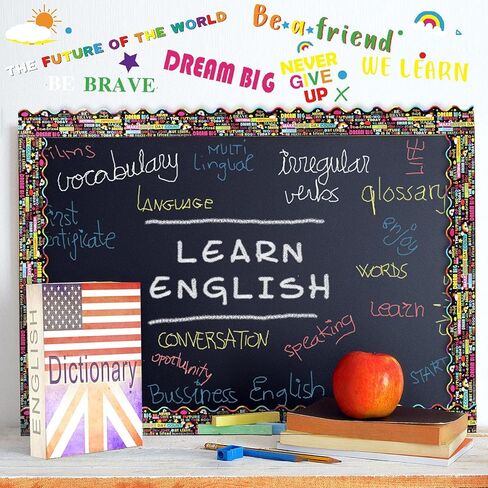 Bulletin Board Boarder Scalloped Inspirational Quota Border Trim Growth Mindset Motivational Borders Inspirational Quotes Wall Art for Chalkboard Whiteboard Back to School (2 Inch x 82 Feet) in Saudi Arabia