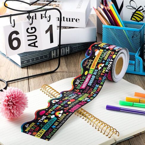 Bulletin Board Boarder Scalloped Inspirational Quota Border Trim Growth Mindset Motivational Borders Inspirational Quotes Wall Art for Chalkboard Whiteboard Back to School (2 Inch x 82 Feet) in Saudi Arabia