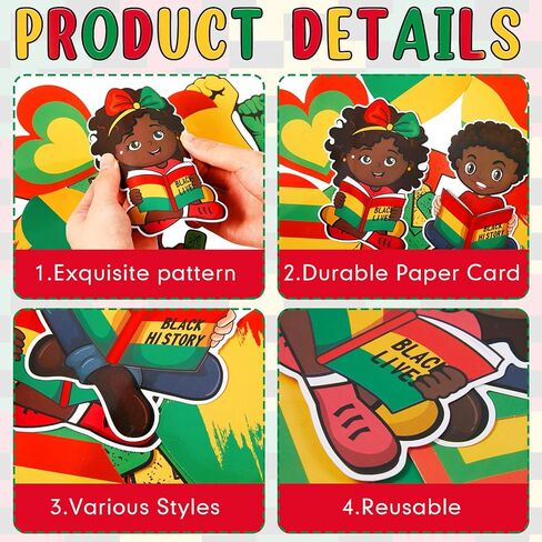 53 Pcs Black History Month Bulletin Board Decorations for African American Classroom, Wall Hanging Decor, Modern, Contemporary, Unframed, Glossy Finish, 53 Count in Saudi Arabia