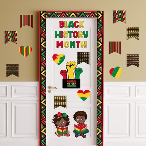 53 Pcs Black History Month Bulletin Board Decorations for African American Classroom, Wall Hanging Decor, Modern, Contemporary, Unframed, Glossy Finish, 53 Count in Saudi Arabia