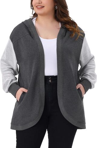 Agnes Orinda Plus Size Womens Hooded Open Front Sweatshirt Jacket with Pockets Casual Oversized Long Sleeve Hoodies in Saudi Arabia