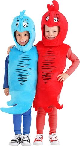 Dr. Seuss Toddler Blue Fish Costume - Soft Velour Tunic and Hood with Embroidered Eyes in Saudi Arabia