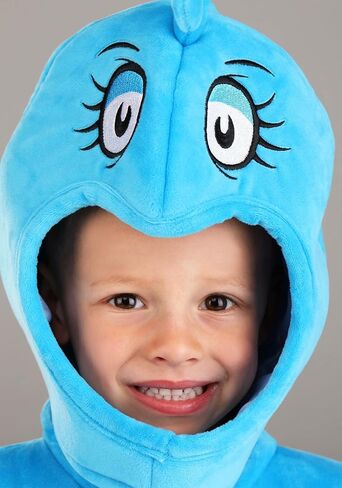 Dr. Seuss Toddler Blue Fish Costume - Soft Velour Tunic and Hood with Embroidered Eyes in Saudi Arabia