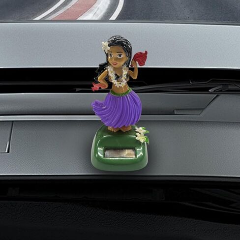 Solar Powered Hula Girl Dancing Car Dashboard Decorations, Cute Swing Hawaiian Auto Dash Figure Ornament with Shaking Head, Vehicle Interior Accessories for Car, Home, Desktop (Purple) in Saudi Arabia