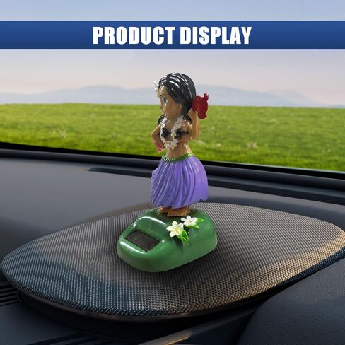 Solar Powered Hula Girl Dancing Car Dashboard Decorations, Cute Swing Hawaiian Auto Dash Figure Ornament with Shaking Head, Vehicle Interior Accessories for Car, Home, Desktop (Purple) in Saudi Arabia
