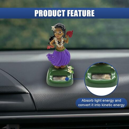 Solar Powered Hula Girl Dancing Car Dashboard Decorations, Cute Swing Hawaiian Auto Dash Figure Ornament with Shaking Head, Vehicle Interior Accessories for Car, Home, Desktop (Purple) in Saudi Arabia