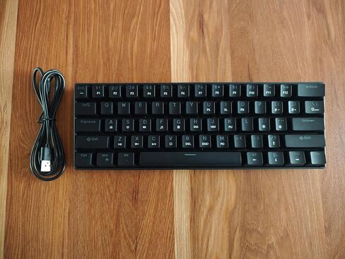 لوحة مفاتيح ميكانيكية، لوحة مفاتيح ميكانيكية للألعاب بنسبة 60% مع مفاتيح زرقاء وإضاءة خلفية ديناميكية 12 وضعًا - التوصيل والتشغيل، 61 مفتاحًا، مضادة للظلال، للكمبيوتر الشخصي، ويندوز، ماك، الألعاب، المكتب، الطابعين in Kuwait