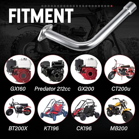 ماسورة العادم خيط أنثى للمفترس 196cc 212cc لمحرك GX160 GX200 لأجزاء أداء الدراجة الصغيرة كولمان Ct200u-ex Bt200x Go Kart in Saudi Arabia