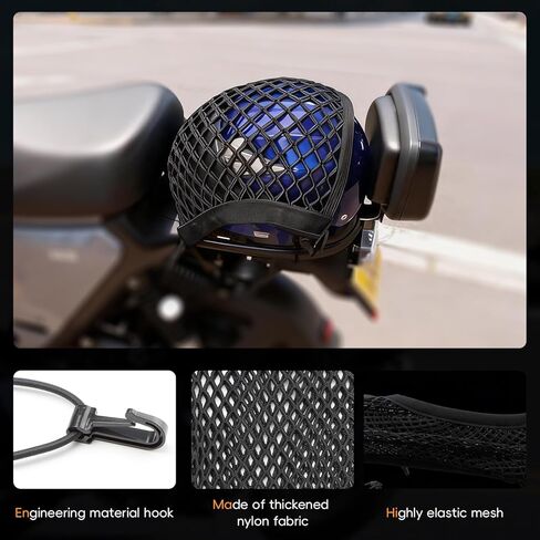 MARCHFA Motorcycle Helmet Cargo Motorbike Net Storage Net Double Layer Storage Bungee Net with 4 Strong Hooks, Luggage Strap Rack Expansion Organizer Net Pocket for Trike Bicycle in Kuwait