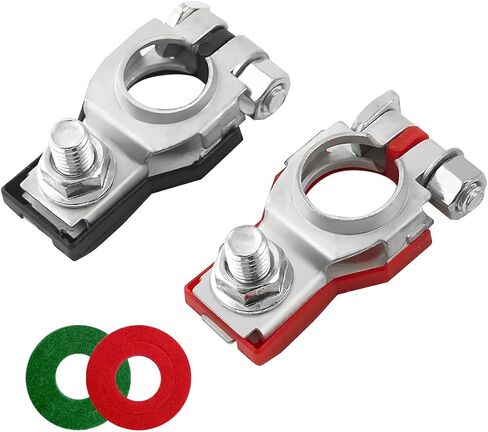 AUCELI Battery Terminal Connector, Top Post Battery Cable Terminal Clamp Set, Positive and Negative 1 Pair with 2 Washers, Good Contact Corrosion Resistance Car Accessories for SUV Van Motorcycle in Saudi Arabia