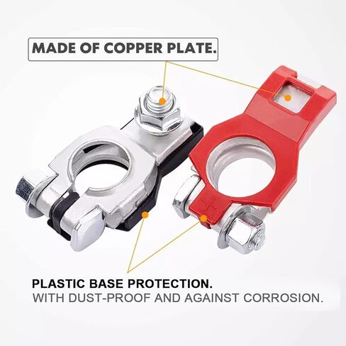 AUCELI Battery Terminal Connector, Top Post Battery Cable Terminal Clamp Set, Positive and Negative 1 Pair with 2 Washers, Good Contact Corrosion Resistance Car Accessories for SUV Van Motorcycle in Saudi Arabia