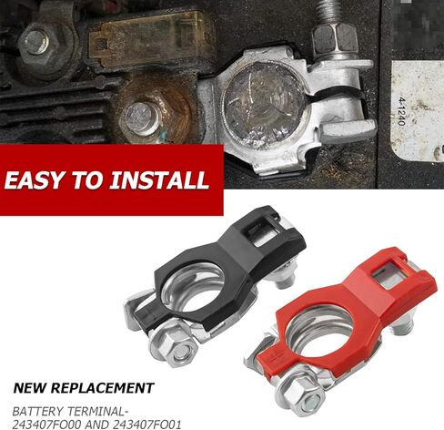 AUCELI Battery Terminal Connector, Top Post Battery Cable Terminal Clamp Set, Positive and Negative 1 Pair with 2 Washers, Good Contact Corrosion Resistance Car Accessories for SUV Van Motorcycle in Saudi Arabia