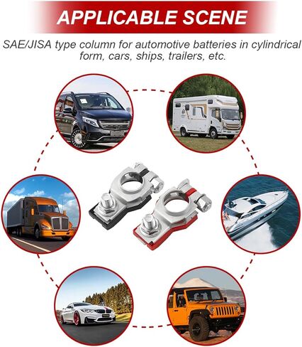 AUCELI Battery Terminal Connector, Top Post Battery Cable Terminal Clamp Set, Positive and Negative 1 Pair with 2 Washers, Good Contact Corrosion Resistance Car Accessories for SUV Van Motorcycle in Saudi Arabia