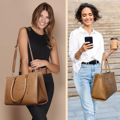 miss fong Lunch Tote Bag for Women - Large Capacity Lunch Box 2 in 1 Laptop Bag with Insulated Lunch Compartment Lunch Bag Laptop Work Tote Bag for Business, Teacher, Nurse, Casual, Travel-Brown | Large Lunch Tote Bag in Saudi Arabia