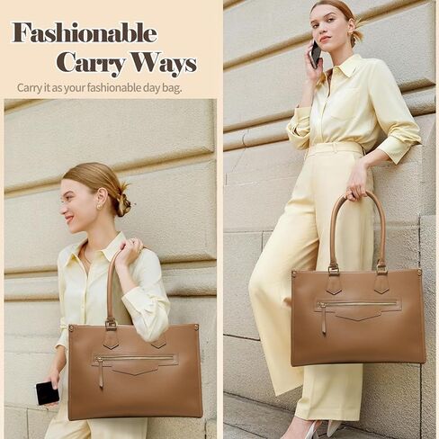 miss fong Lunch Tote Bag for Women - Large Capacity Lunch Box 2 in 1 Laptop Bag with Insulated Lunch Compartment Lunch Bag Laptop Work Tote Bag for Business, Teacher, Nurse, Casual, Travel-Brown | Large Lunch Tote Bag in Saudi Arabia
