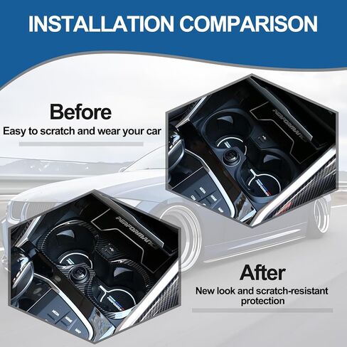 Car Cup Holder Panel Trim Frame Compatible with BMW 3 Series G20 G28 2020-2022,ABS Center Console Front Water Cup Holder Cover Interior Decoration Accessories 1PCS (Carbon Fiber Pattern) in Saudi Arabia