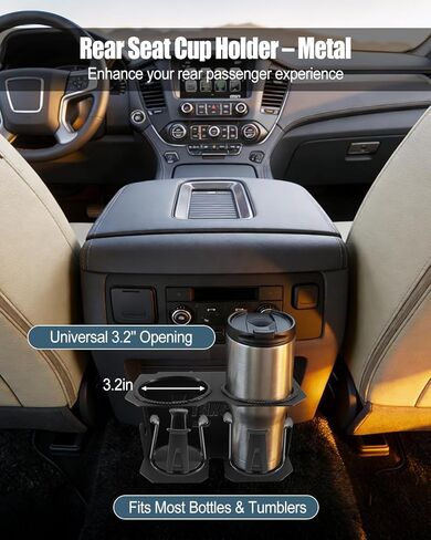 حامل أكواب مزدوج للمقعد الخلفي المعدني يناسب 2015-2020 شيفروليه/تشيفي تاهو سوبربان سيلفرادو وجي إم سي يوكون سييرا، حامل مشروبات معدني شديد التحمل 3.2 بوصة، مناسب للترقية الداخلية للركاب الخلفي in Kuwait