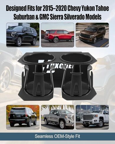 حامل أكواب مزدوج للمقعد الخلفي المعدني يناسب 2015-2020 شيفروليه/تشيفي تاهو سوبربان سيلفرادو وجي إم سي يوكون سييرا، حامل مشروبات معدني شديد التحمل 3.2 بوصة، مناسب للترقية الداخلية للركاب الخلفي in Kuwait