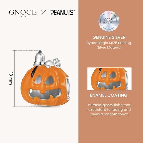 GNOCE Peanuts Halloween Snoopy Pumpkin Charm for Women, S925 Sterling Silver Dangle Charms for Women Wife, Valentine‘s Day, Mother’s Day Jewelry in Saudi Arabia