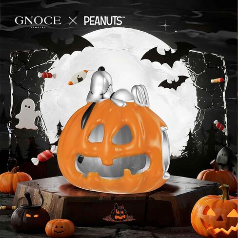 GNOCE Peanuts Halloween Snoopy Pumpkin Charm for Women, S925 Sterling Silver Dangle Charms for Women Wife, Valentine‘s Day, Mother’s Day Jewelry in Saudi Arabia