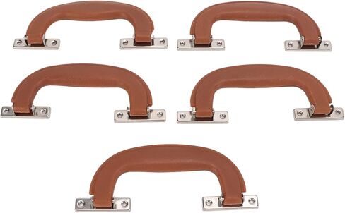 Alomejor Luggage Handles Wrap, 5Pcs Vintage Style Plastic Suitcase Handle Replacement with Screws, for Cases Tool Boxes Cabinets (Brown) in Saudi Arabia