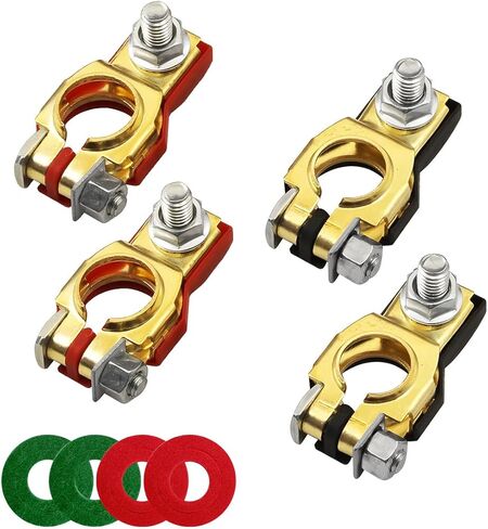 AUCELI Battery Terminal Connector, Top Post Battery Cable Terminal Clamp Set, Positive and Negative 1 Pair with 2 Washers, Good Contact Corrosion Resistance Car Accessories for SUV Van Motorcycle in Saudi Arabia