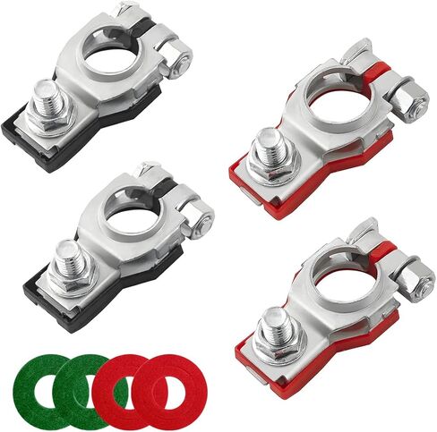 AUCELI Battery Terminal Connector, Top Post Battery Cable Terminal Clamp Set, Positive and Negative 1 Pair with 2 Washers, Good Contact Corrosion Resistance Car Accessories for SUV Van Motorcycle in Saudi Arabia