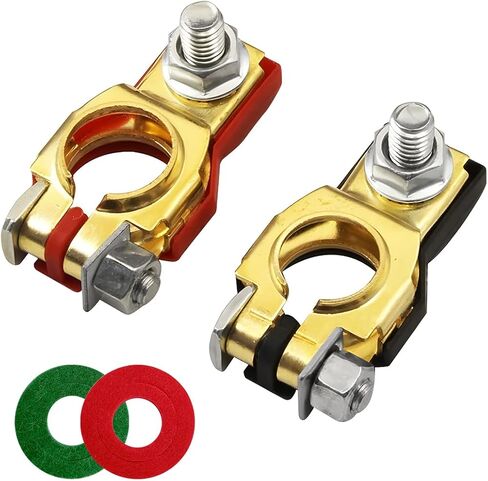 AUCELI Battery Terminal Connector, Top Post Battery Cable Terminal Clamp Set, Positive and Negative 1 Pair with 2 Washers, Good Contact Corrosion Resistance Car Accessories for SUV Van Motorcycle in Saudi Arabia