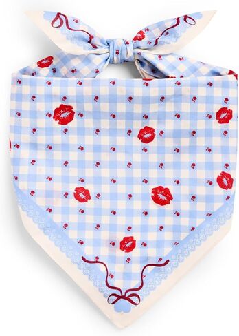 xo, Fetti Gingham And Bows Concert Headscarf | Cotton Bandana, Coquette Accessories, Festival Scarf, Blue White, Sweet, Girls Night in Saudi Arabia