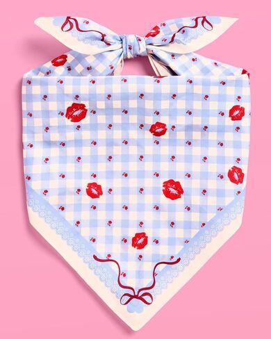 xo, Fetti Gingham And Bows Concert Headscarf | Cotton Bandana, Coquette Accessories, Festival Scarf, Blue White, Sweet, Girls Night in Saudi Arabia