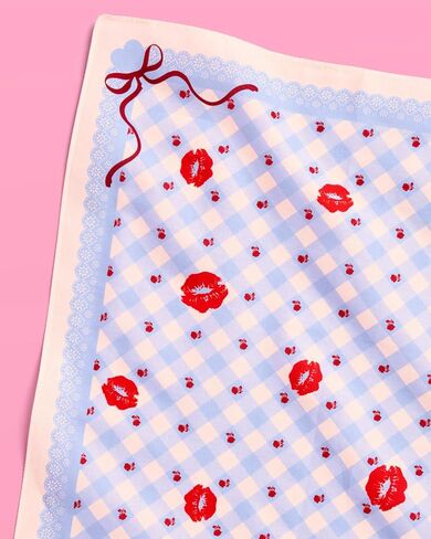 xo, Fetti Gingham And Bows Concert Headscarf | Cotton Bandana, Coquette Accessories, Festival Scarf, Blue White, Sweet, Girls Night in Saudi Arabia