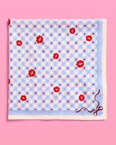 xo, Fetti Gingham And Bows Concert Headscarf | Cotton Bandana, Coquette Accessories, Festival Scarf, Blue White, Sweet, Girls Night in Saudi Arabia