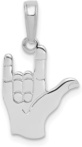 14k Yellow or White Gold I Love You Hand Sign Language Pendant in Saudi Arabia