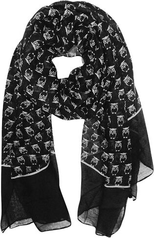 شال شفاف مطبوع على شكل بومة حيوانية ناعمة وخفيفة الوزن للصيف بتصميم الخوخ in Kuwait