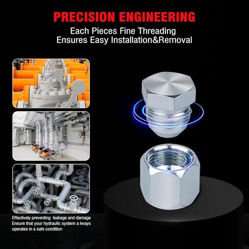 Pikwo 144 PC JIC and ORFS Master Industrial Hydraulic Cap and Plug Hose Tube and Pipe Fitting Kit Cap and Plug Kit Precision Threading in ORFS and 37° Dash Sizes 4 6 8 10 12 16 in Kuwait