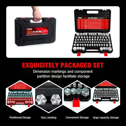 Pikwo 144 PC JIC and ORFS Master Industrial Hydraulic Cap and Plug Hose Tube and Pipe Fitting Kit Cap and Plug Kit Precision Threading in ORFS and 37° Dash Sizes 4 6 8 10 12 16 in Kuwait