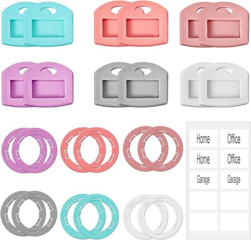 24 Pcs 1" Key Covers Caps and Key Ring Set, Keys Caps for House, Soft Keys Identifiers Covers with Paper Labels Stretchy for Standard Head Protectors (Not for Odd-Shaped) 6 Colors in Saudi Arabia