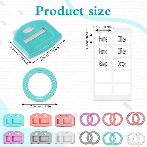 24 Pcs 1" Key Covers Caps and Key Ring Set, Keys Caps for House, Soft Keys Identifiers Covers with Paper Labels Stretchy for Standard Head Protectors (Not for Odd-Shaped) 6 Colors in Saudi Arabia