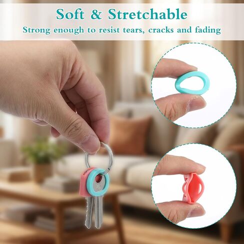 24 Pcs 1" Key Covers Caps and Key Ring Set, Keys Caps for House, Soft Keys Identifiers Covers with Paper Labels Stretchy for Standard Head Protectors (Not for Odd-Shaped) 6 Colors in Saudi Arabia