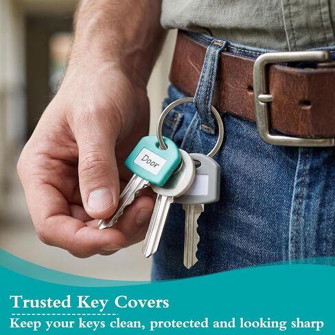 24 Pcs 1" Key Covers Caps and Key Ring Set, Keys Caps for House, Soft Keys Identifiers Covers with Paper Labels Stretchy for Standard Head Protectors (Not for Odd-Shaped) 6 Colors in Saudi Arabia