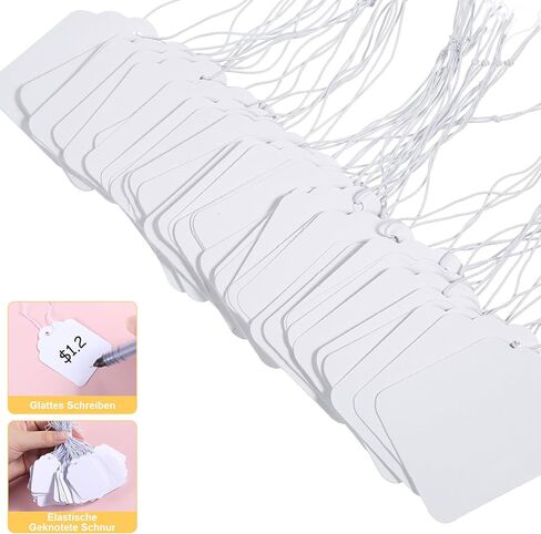 200 Piece White Gift Tags Small Price Tags with Elastic String 1.38×1.77inch Writable Blank Label Display Tag Marking Shipping Label for Clothes Jewelry Product Price Marking in Saudi Arabia