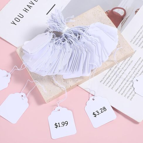 200 Piece White Gift Tags Small Price Tags with Elastic String 1.38×1.77inch Writable Blank Label Display Tag Marking Shipping Label for Clothes Jewelry Product Price Marking in Saudi Arabia