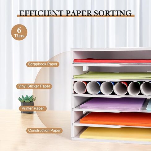 منظم ورق البناء من سانفورني، مقاس 30.48 سم × 45.72 سم، منظم ورق للتخزين 6 طبقات، منظم أوراق القصاصات للمنزل والفصول الدراسية، رف تخزين متعدد الوظائف للمكتب in Kuwait