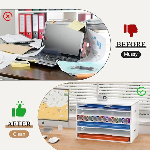 منظم ورق البناء من سانفورني، مقاس 30.48 سم × 45.72 سم، منظم ورق للتخزين 6 طبقات، منظم أوراق القصاصات للمنزل والفصول الدراسية، رف تخزين متعدد الوظائف للمكتب in Kuwait