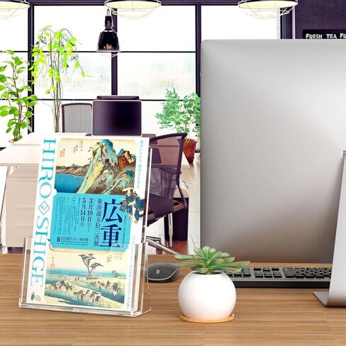 NIUBEE Acrylic Brochure Holder 8.5 x 11 inches 2 Pack, Clear Acrylic Literature Holder Plastic Flyer Display Stand, Acrylic Countertop Organizer for Magazine, Pamphlet, Booklets, Menu, Journals in Saudi Arabia