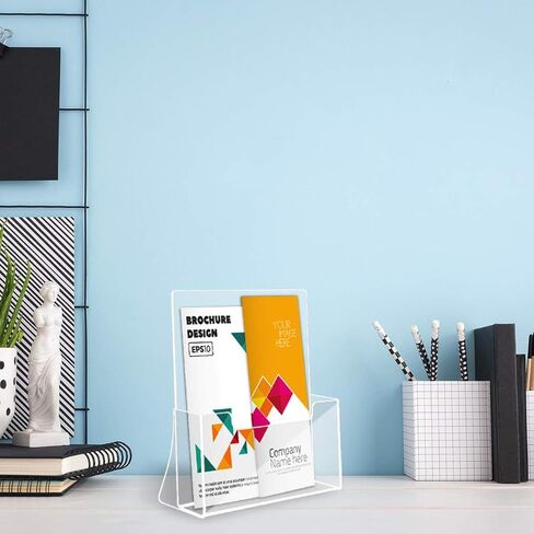 NIUBEE Acrylic Brochure Holder 8.5 x 11 inches 2 Pack, Clear Acrylic Literature Holder Plastic Flyer Display Stand, Acrylic Countertop Organizer for Magazine, Pamphlet, Booklets, Menu, Journals in Saudi Arabia