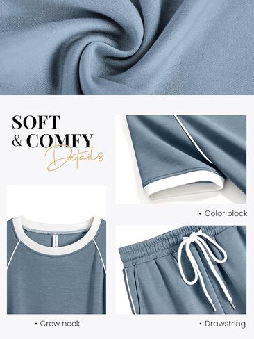 Casly Lamiit 2 Piece Sets for Women Summer 2026 Crew Neck Short Sleeve Tops Workout Matching Lounge Sets with Pockets in Saudi Arabia