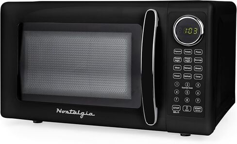 Nostalgia Retro Compact Countertop Microwave Oven - 0.7 Cu. Ft. - 700-Watts with LED Digital Display - Child Lock - Easy Clean Interior - White in Saudi Arabia